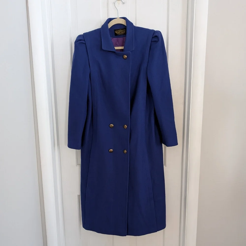 VTG Michelle Francois Wool Blend Trench Coat SIZE 11?‎ Old Money Double Breasted